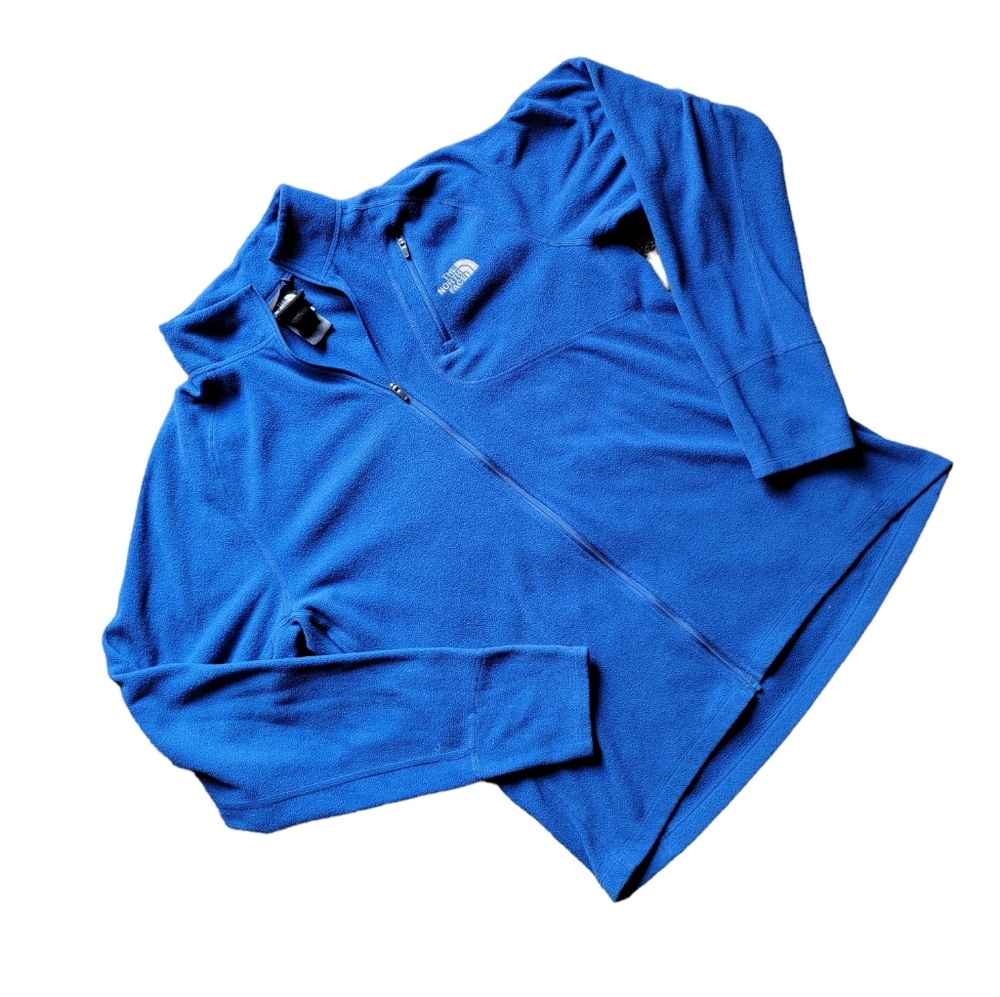 North Face blue zip long-sleeve, men, size M